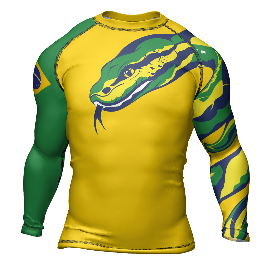 Rashninja Patriot Brazil Flag Men's Long Sleeve Rash Guard
