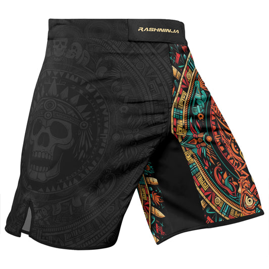 Rashninja Aztec Tribal Skull Men's Fight Shorts