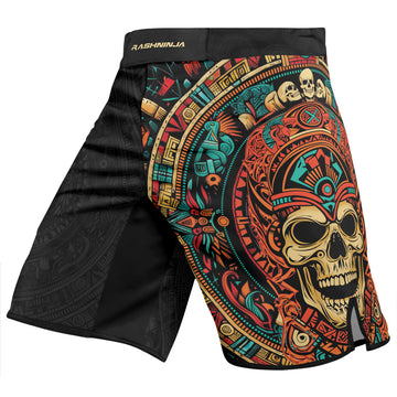 Rashninja Aztec Tribal Skull Men's Fight Shorts