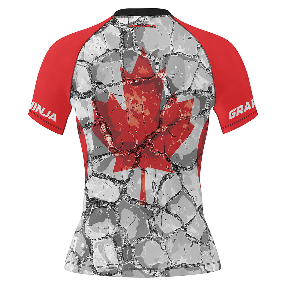 Rashninja Patriot Canada Flag Women's Short Sleeve Rash Guard