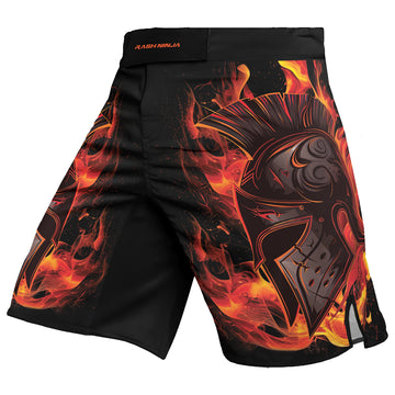 Rashninja Spartan Flame Helm Men's Fight Shorts