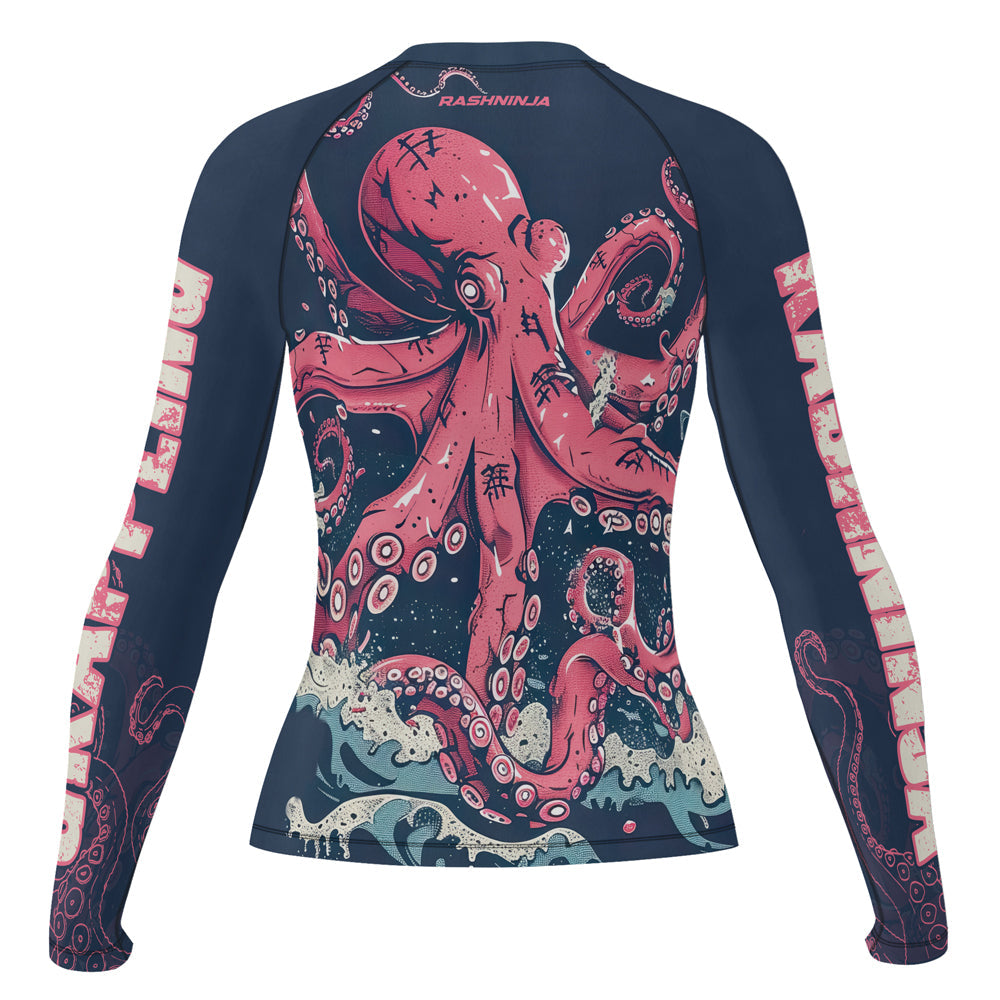Rashninja Octopus Pink Kraken Women's Short Sleeve Rash Guard