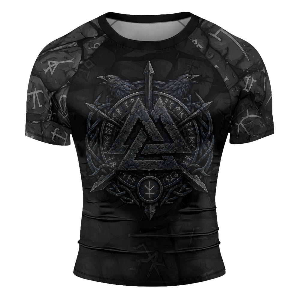 Rashninja Viking Raven Vegvisir Men's Short Sleeve Rash Guard