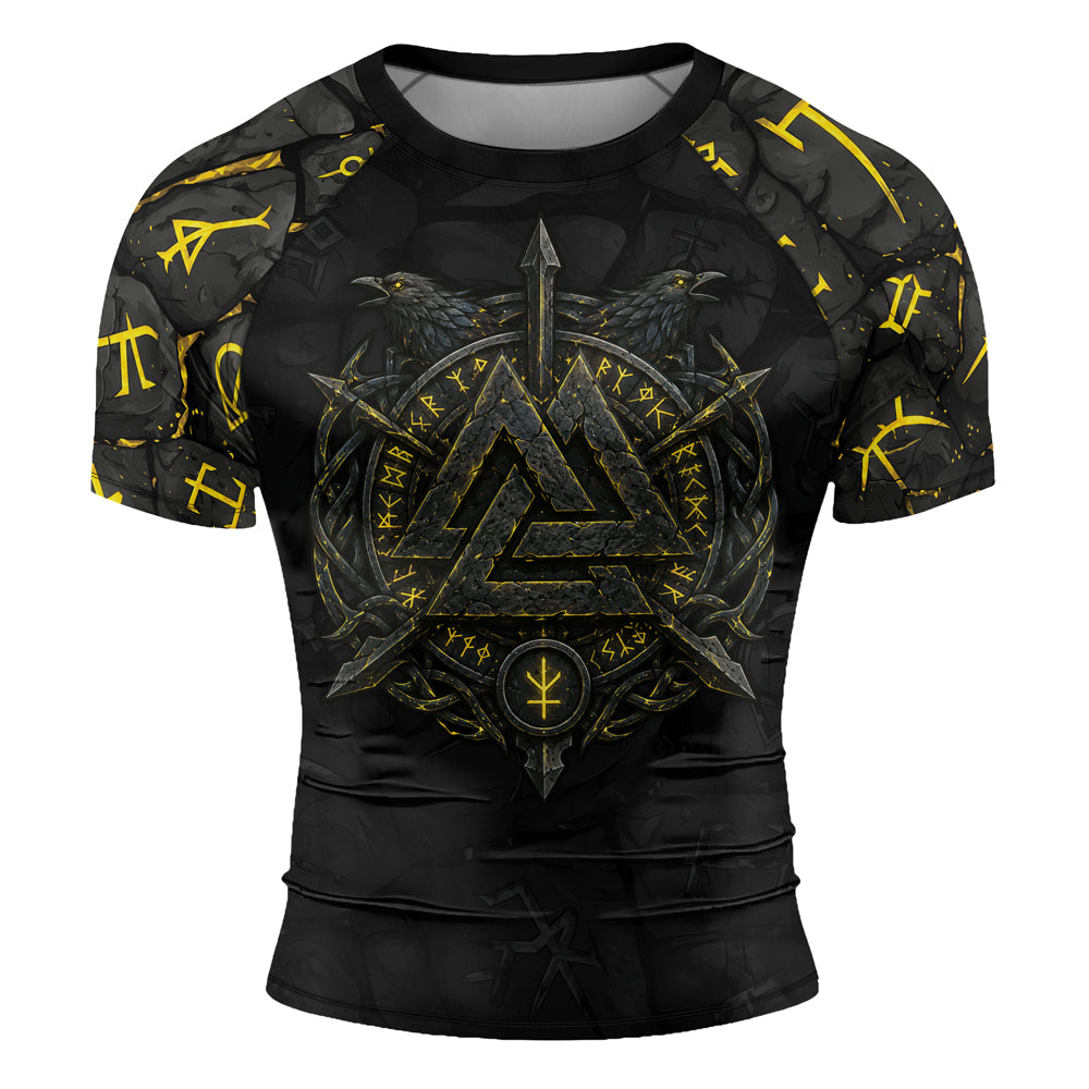 Rashninja Viking Raven Vegvisir Men's Short Sleeve Rash Guard