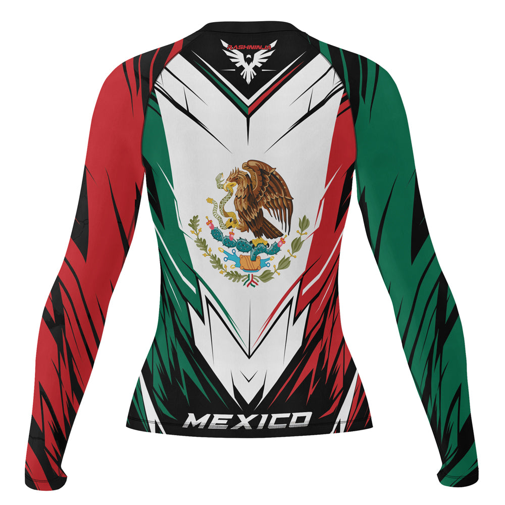 Rashninja Patriot Mexico Flag Women's Long Sleeve Rash Guard