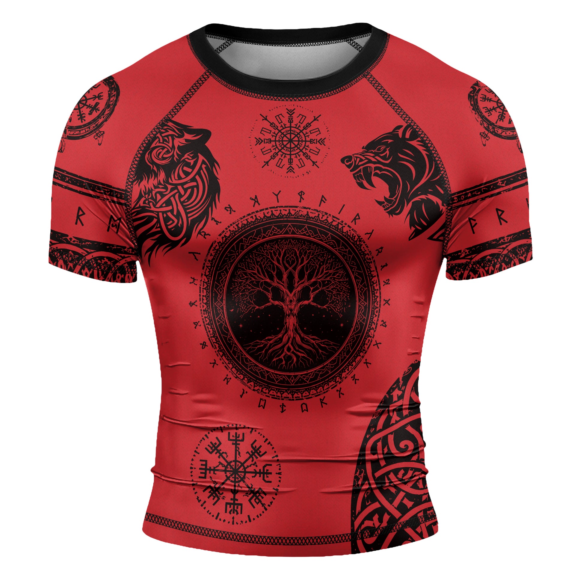 Rashninja Yggdrasil Bear Viking Men's Short Sleeve Rash Guard