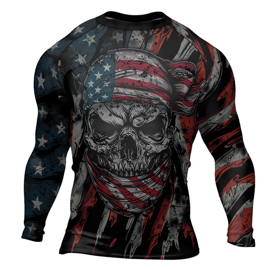 Rashninja Patriot Skull Bandana Men's Long Sleeve Rash Guard