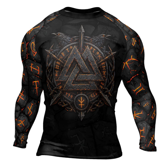 Rashninja Viking Raven Vegvisir Men's Long Sleeve Rash Guard
