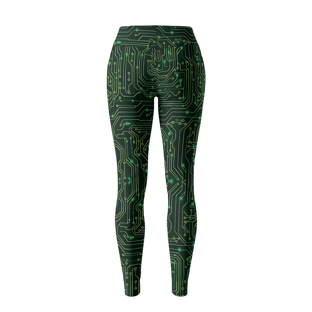 Rashninja Green Cyber Circuit Women's Leggings