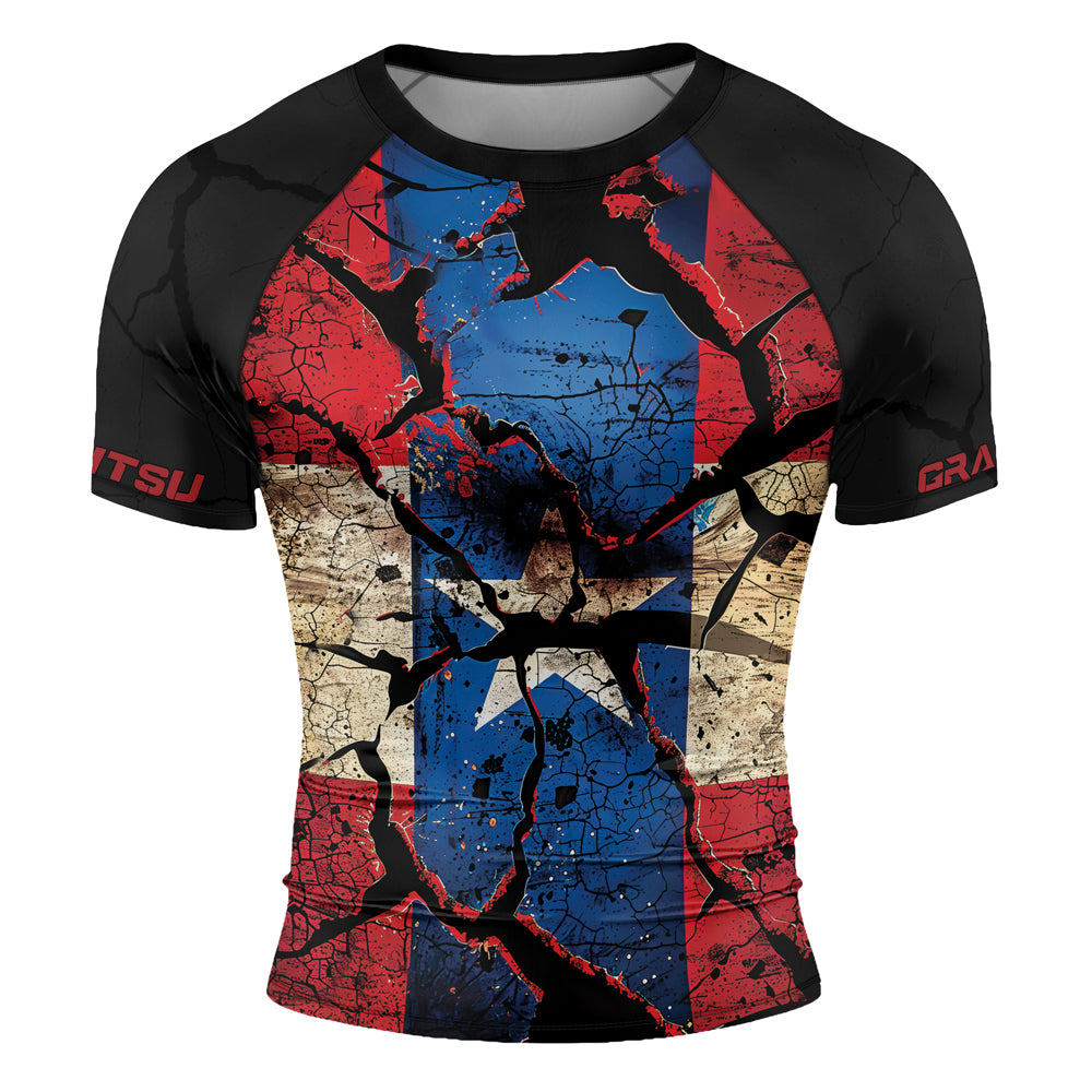 Rashninja Patriot Puerto Rico Flag Men's Short Sleeve Rash Guard