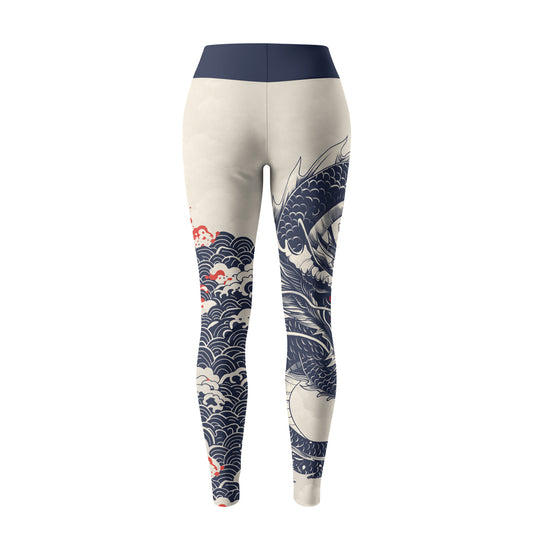 Rashninja White Dragon Red Sun Women's Leggings