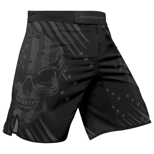 Rashninja Black Patriot Skull Men's Fight Shorts