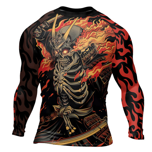 Rashninja Samurai Skull Flame Men's Long Sleeve Rash Guard
