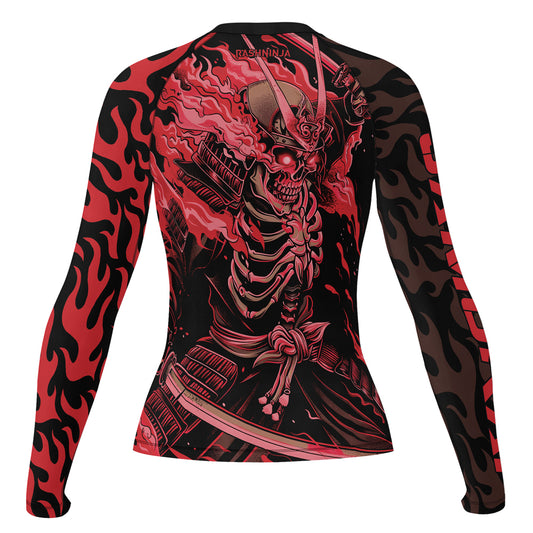 Rashninja Samurai Skull Flame Women's Long Sleeve Rash Guard