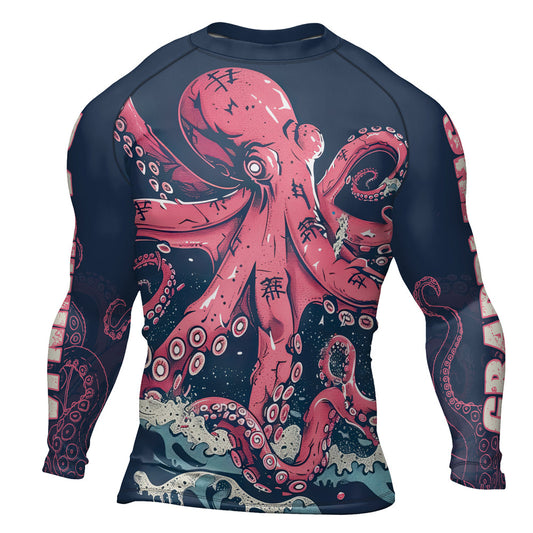 Rashninja Octopus Pink Kraken Men's Long Sleeve Rash Guard