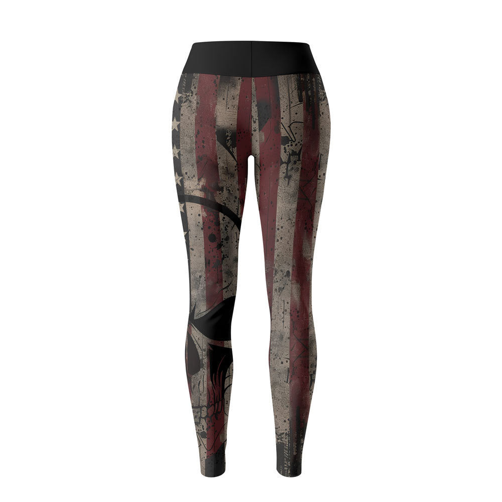Rashninja Patriotic Skull Distressed Women's Leggings