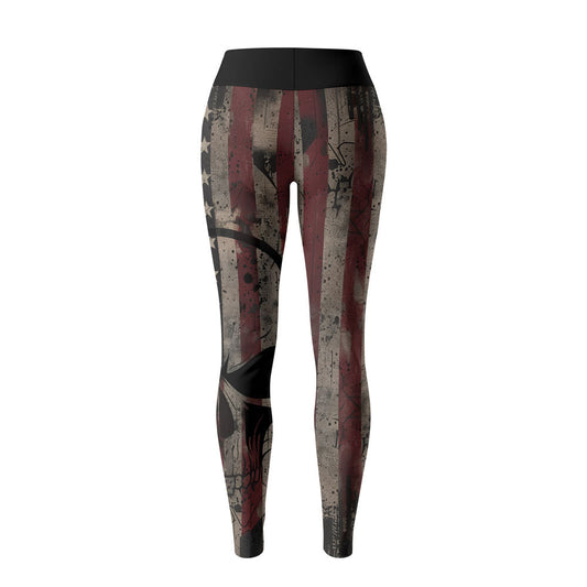 Rashninja Patriotic Skull Distressed Women's Leggings