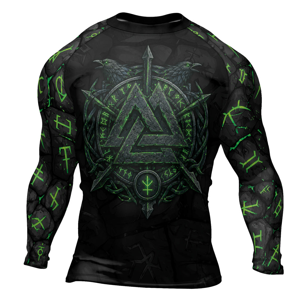Rashninja Viking Raven Vegvisir Men's Long Sleeve Rash Guard