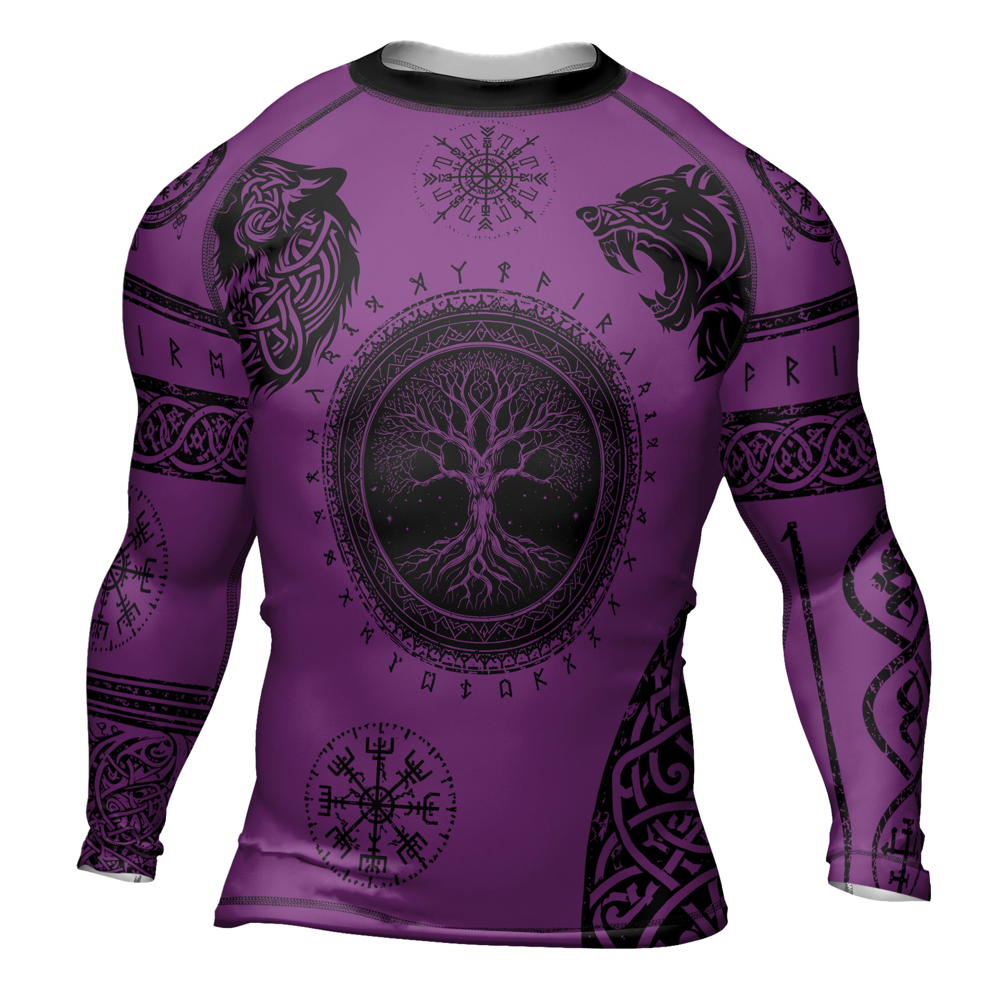 Rashninja Yggdrasil Bear Viking Men's Long Sleeve Rash Guard