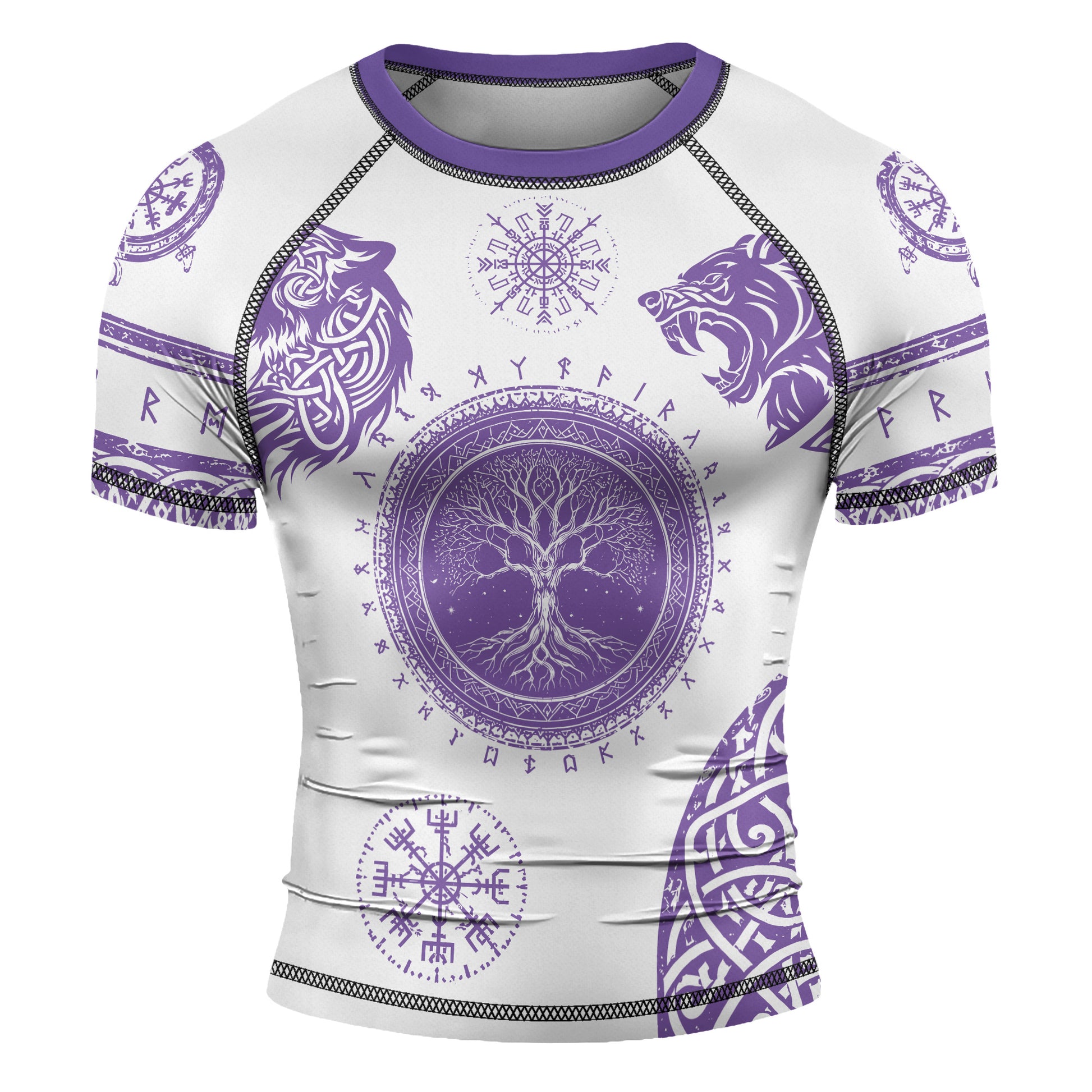 Rashninja Yggdrasil Bear Viking Men's Short Sleeve Rash Guard