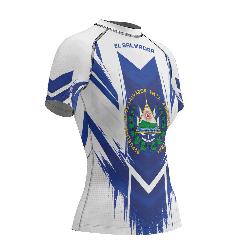 Rashninja Patriot El Salvador Flag Women's Short Sleeve Rash Guard