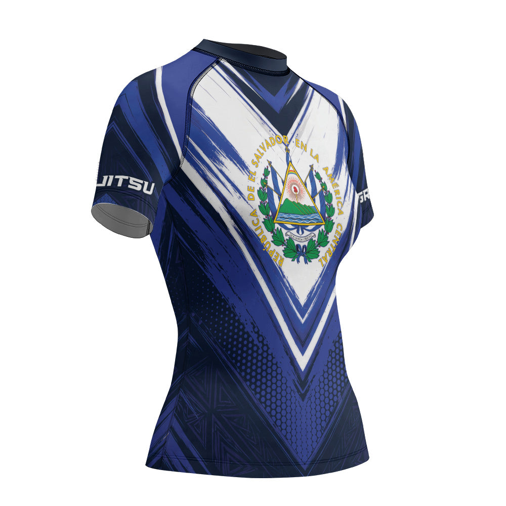 Rashninja Patriot El Salvador Flag Women's Short Sleeve Rash Guard