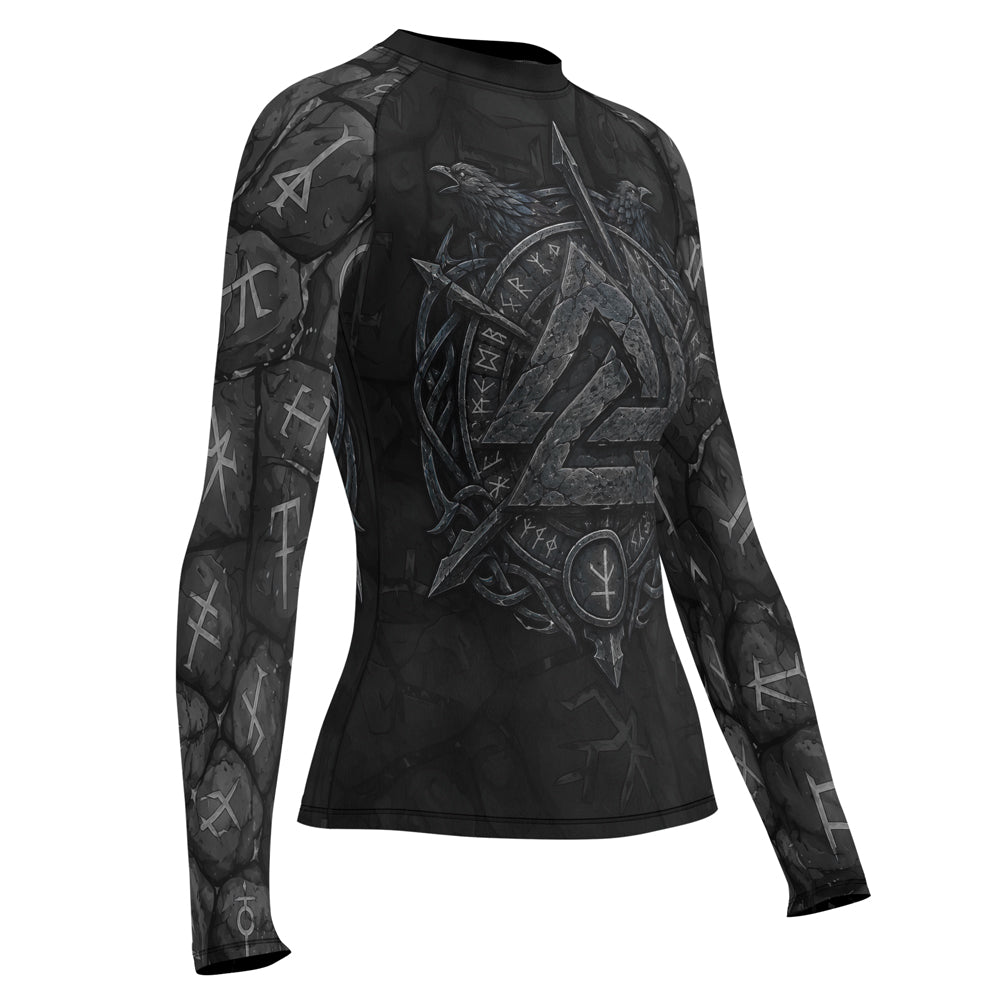 Rashninja Viking Raven Vegvisir Women's Long Sleeve Rash Guard