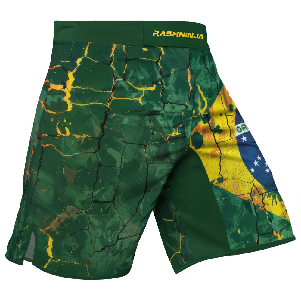 Rashninja Patriot Brazil Flag Men's Fight Shorts