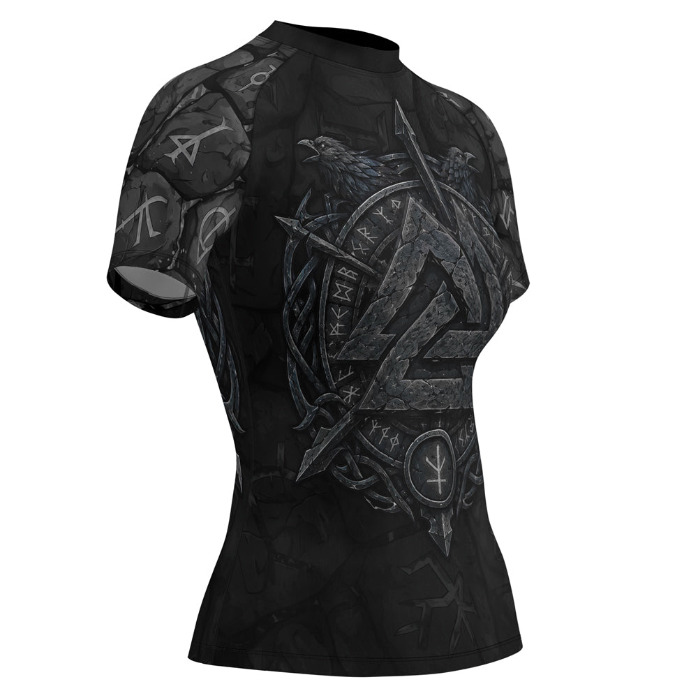 Rashninja Viking Raven Vegvisir Women's Short Sleeve Rash Guard