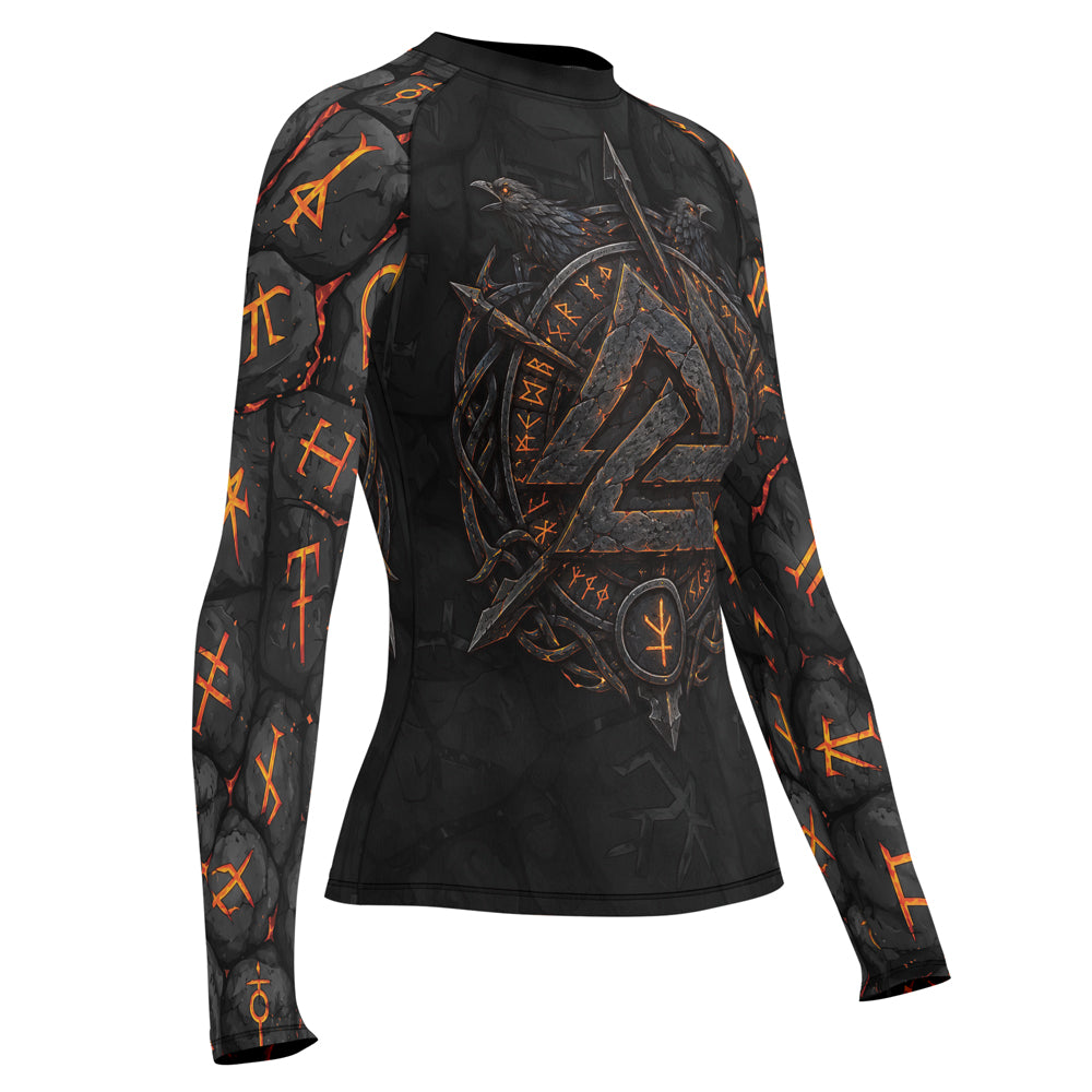 Rashninja Viking Raven Vegvisir Women's Long Sleeve Rash Guard