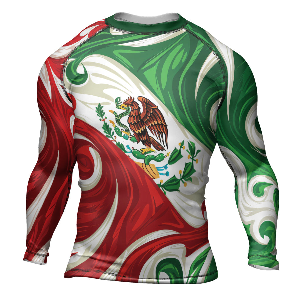 Rashninja Patriot Mexico Flag Men's Long Sleeve Rash Guard