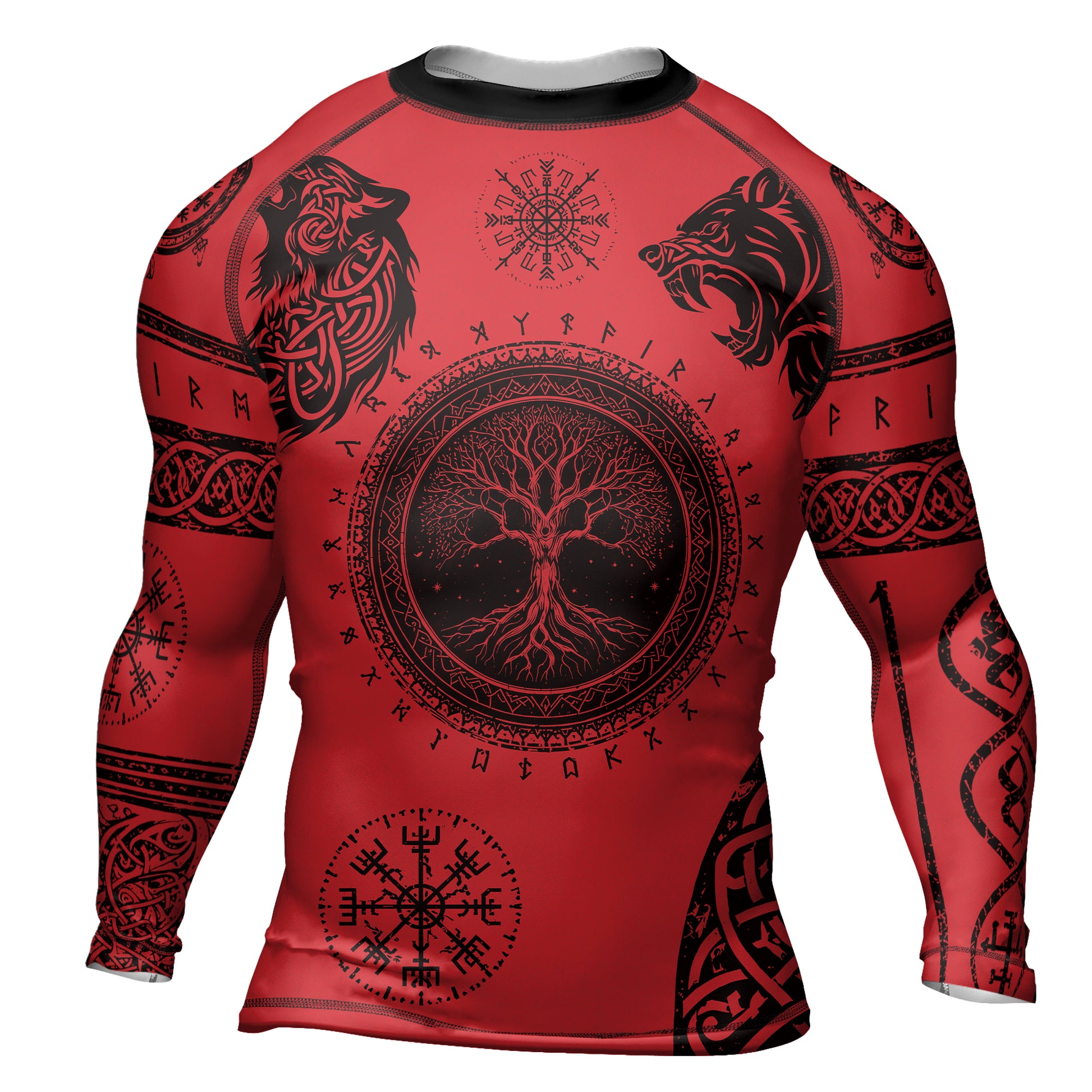 Rashninja Yggdrasil Bear Viking Men's Long Sleeve Rash Guard