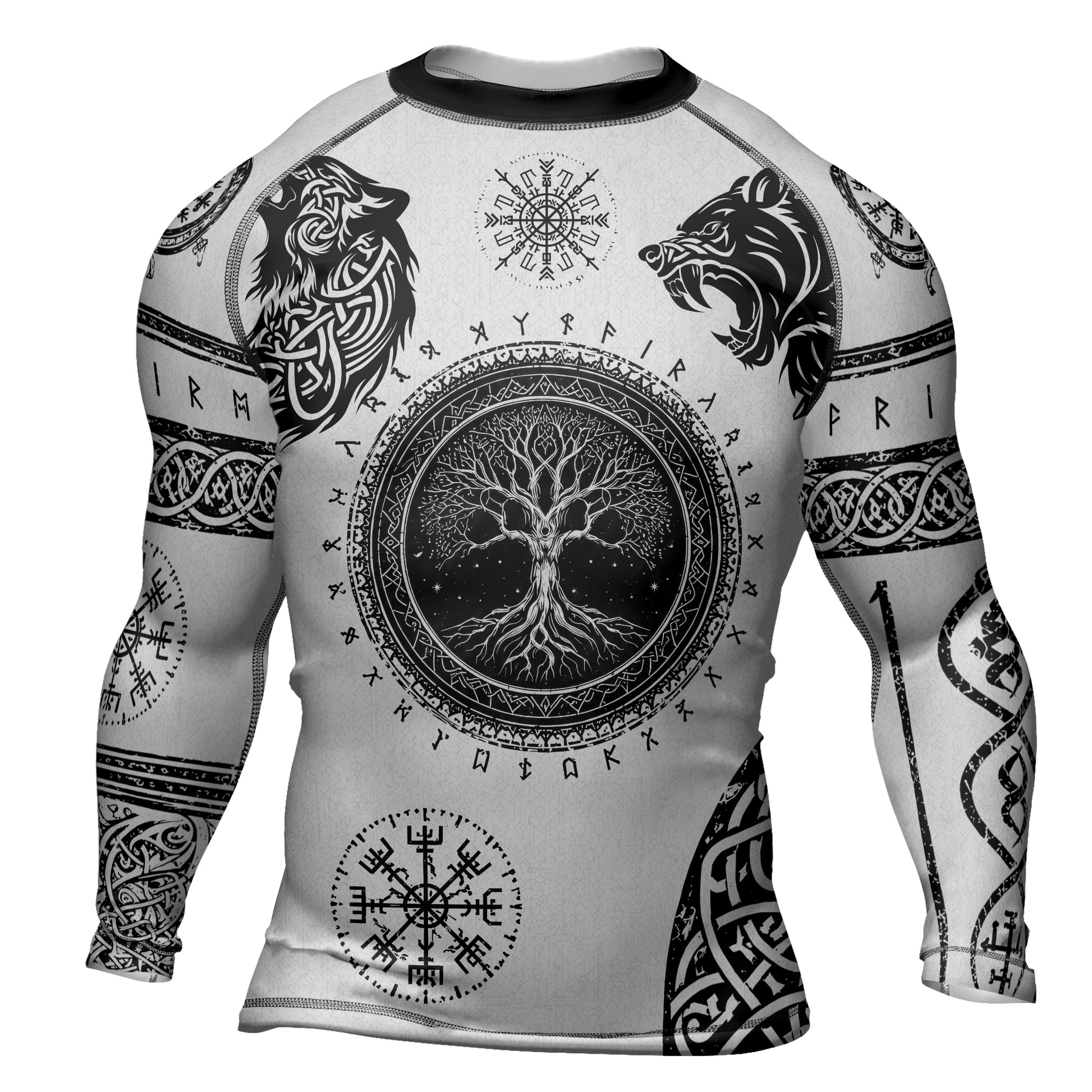 Rashninja Yggdrasil Bear Viking Men's Long Sleeve Rash Guard