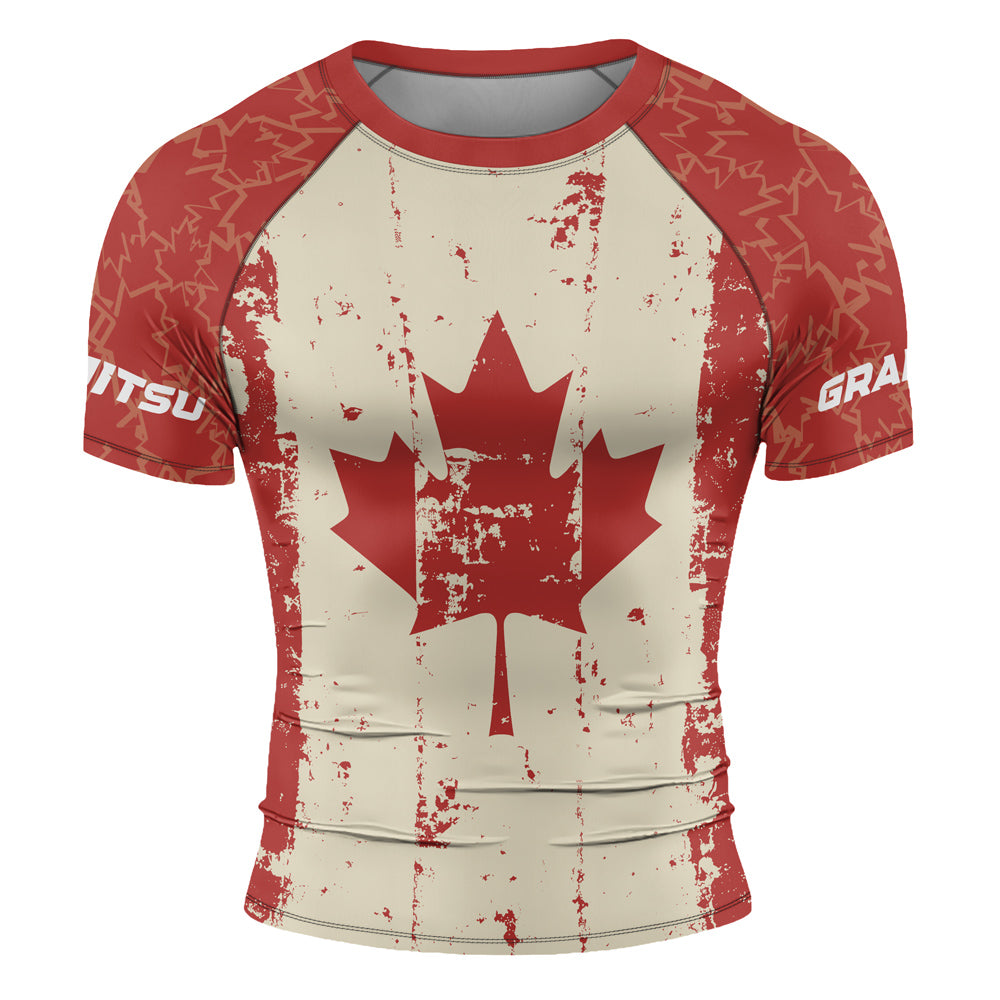 Rashninja Patriot Canada Flag Men's Short Sleeve Rash Guard