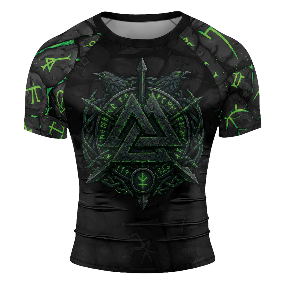 Rashninja Viking Raven Vegvisir Men's Short Sleeve Rash Guard