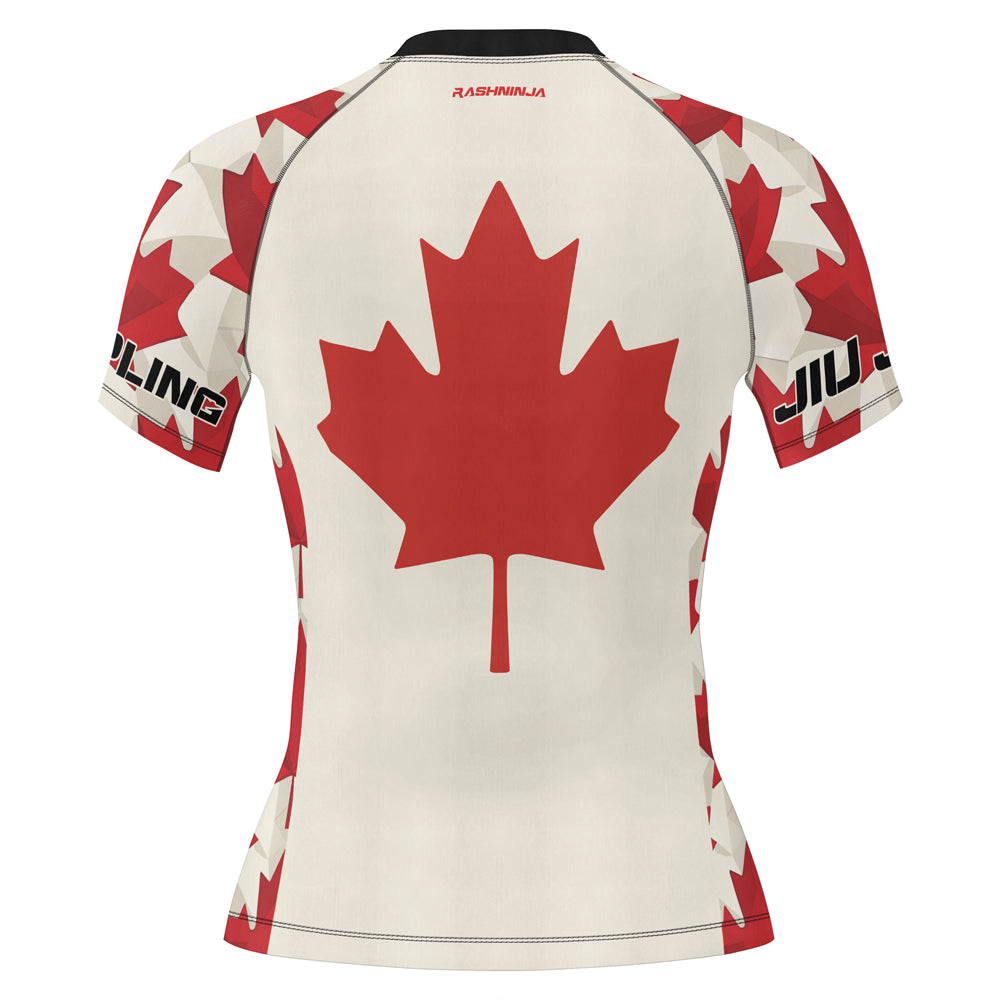 Rashninja Patriot Canada Flag Women's Short Sleeve Rash Guard