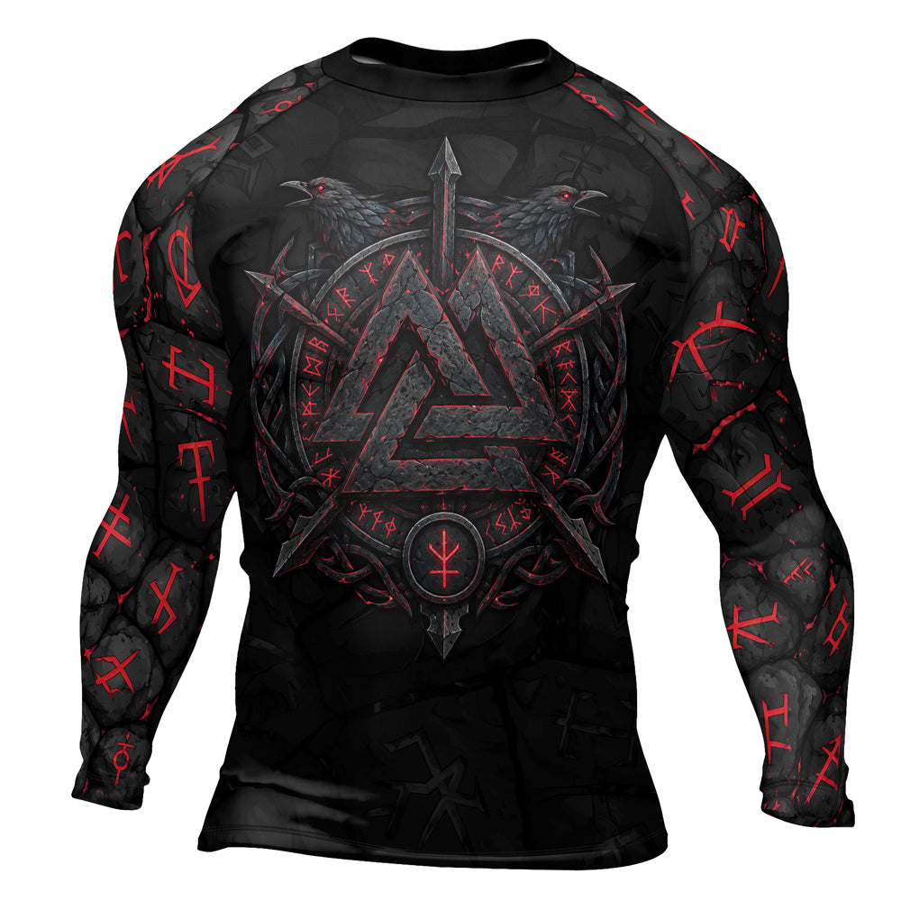 Rashninja Viking Raven Vegvisir Men's Long Sleeve Rash Guard