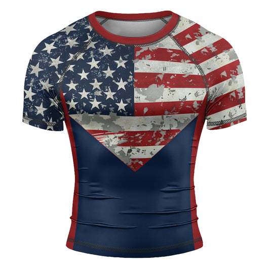 Rashninja Freedom Flag Men's Short Sleeve Rash Guard