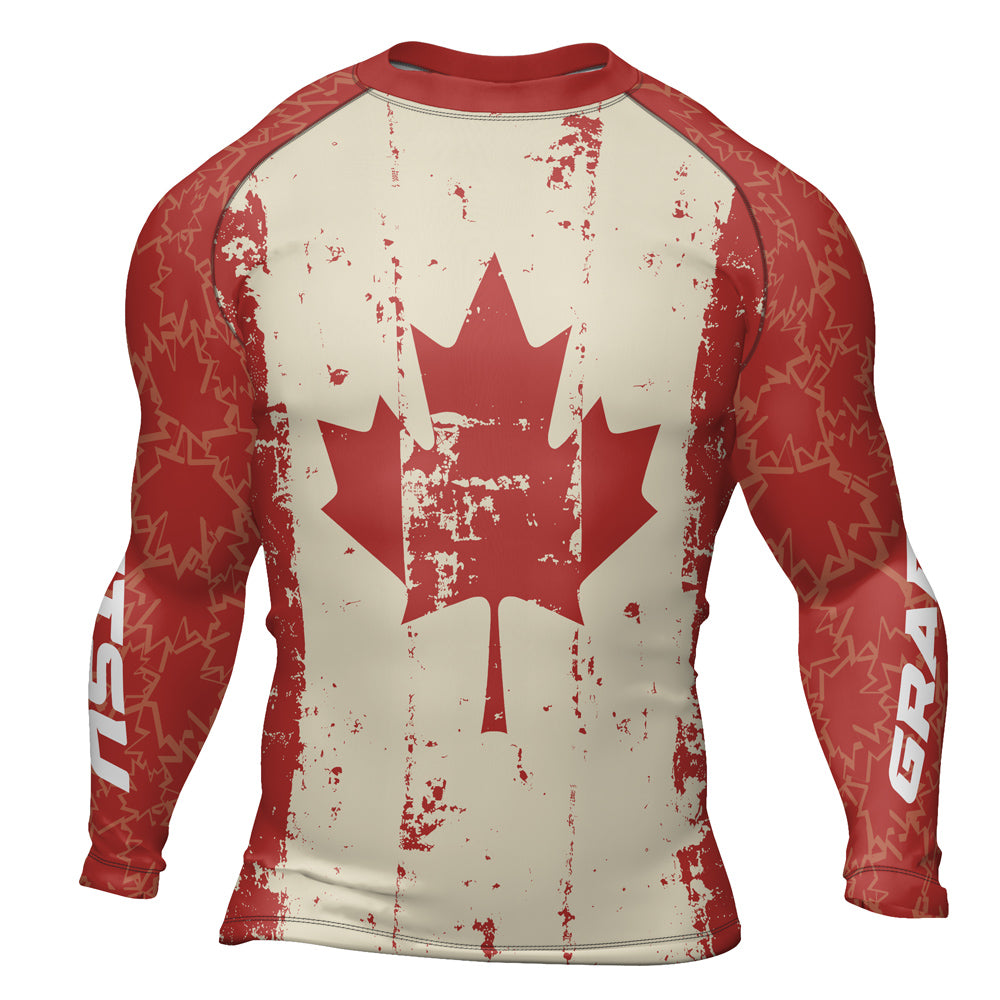 Rashninja Patriot Canada Flag Men's Long Sleeve Rash Guard