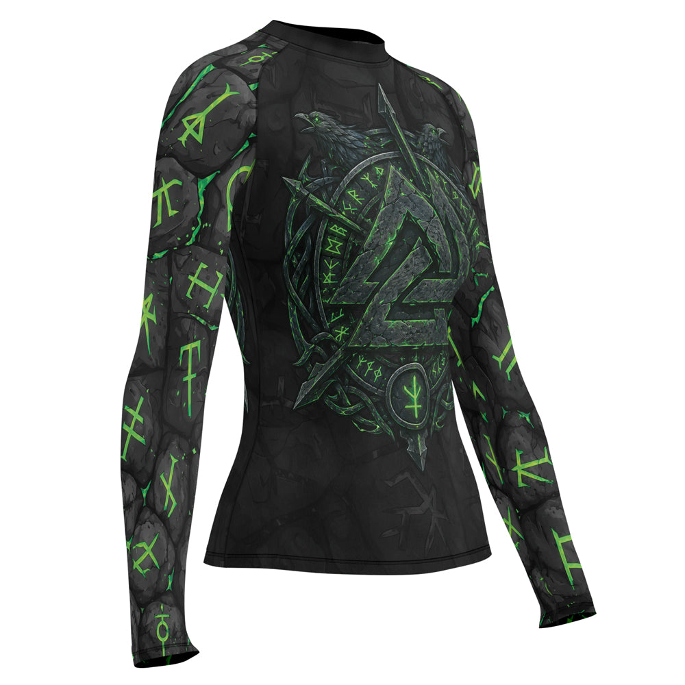 Rashninja Viking Raven Vegvisir Women's Long Sleeve Rash Guard