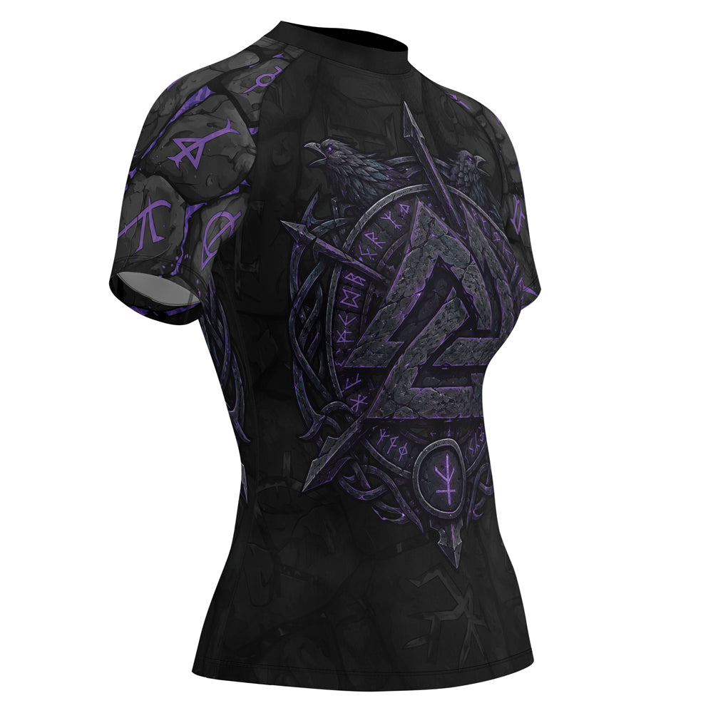 Rashninja Viking Raven Vegvisir Women's Short Sleeve Rash Guard