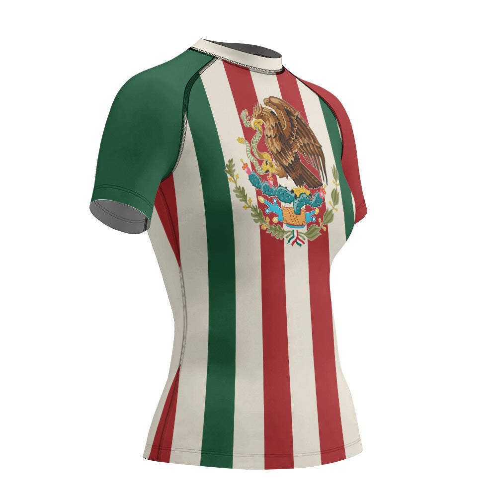 Rashninja Patriot Mexico Flag Women's Short Sleeve Rash Guard