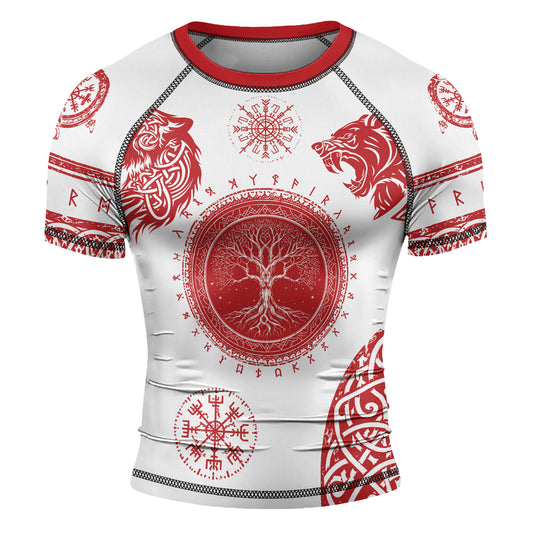 Rashninja Yggdrasil Bear Viking Men's Short Sleeve Rash Guard