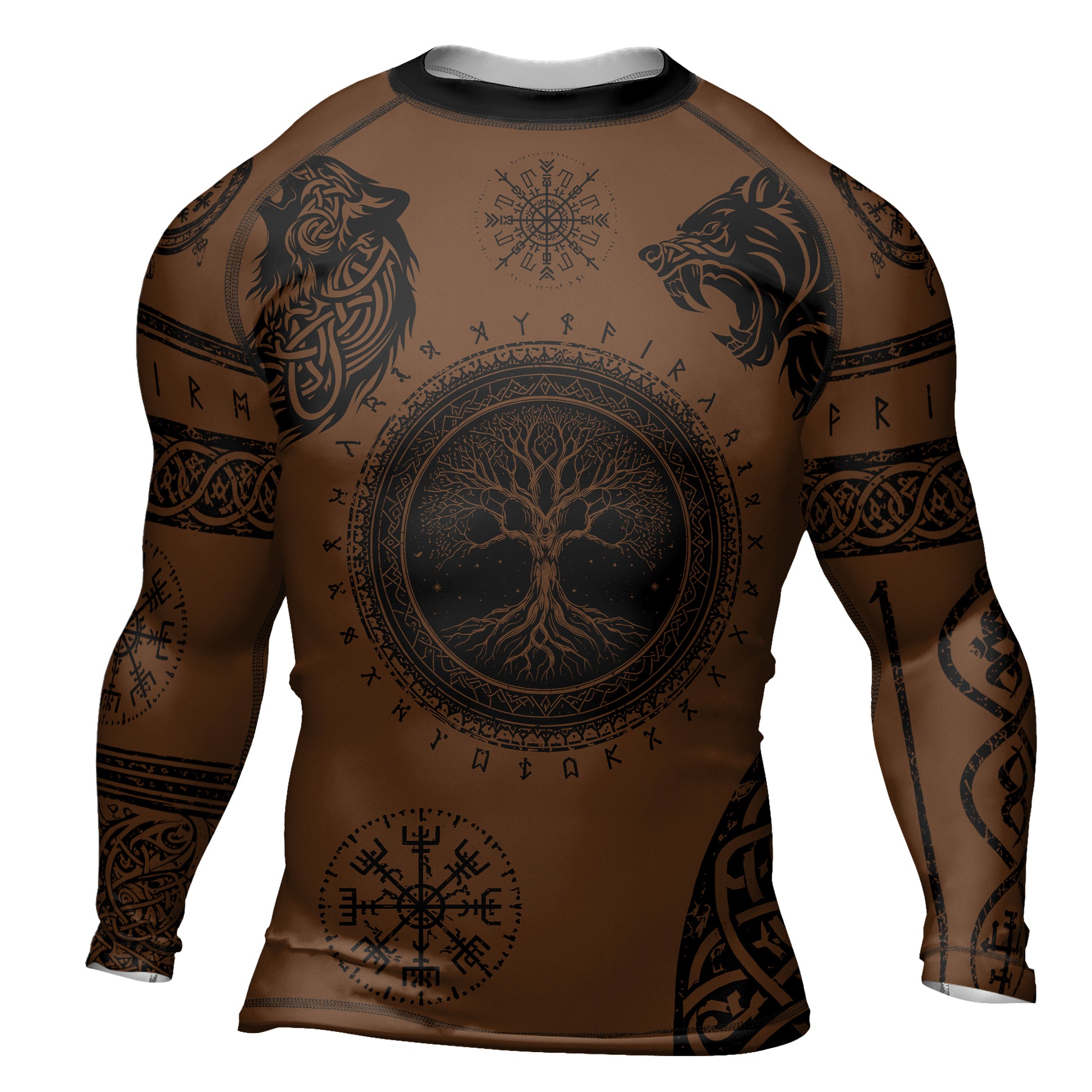 Rashninja Yggdrasil Bear Viking Men's Long Sleeve Rash Guard