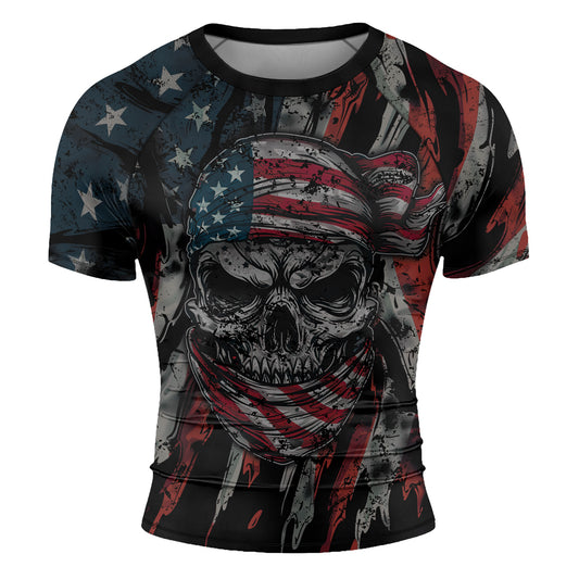 Rashninja Patriot Skull Bandana Men's Short Sleeve Rash Guard