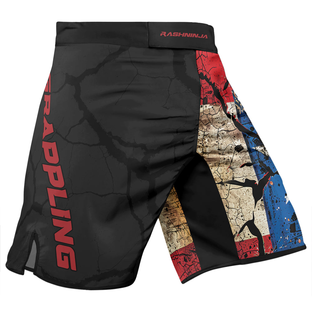 Rashninja Patriot Puerto Rico Flag Men's Fight Shorts