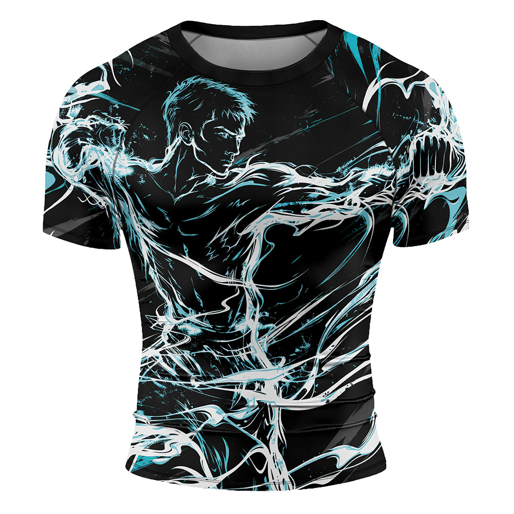 Rashninja Cyber Shadow Fighter Men's Short Sleeve Rash Guard
