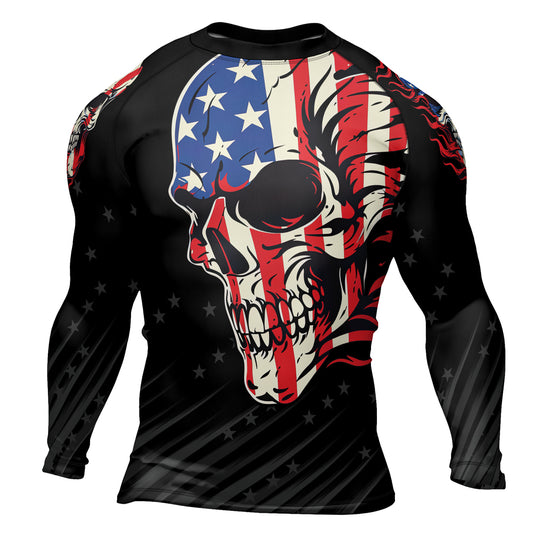 Rashninja American Patriot Skull Men's Long Sleeve Rash Guard