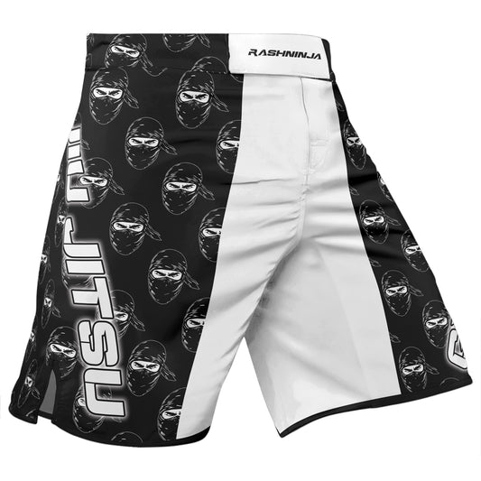 Rashninja Ninja Stealth Pattern White Men's Fight Shorts