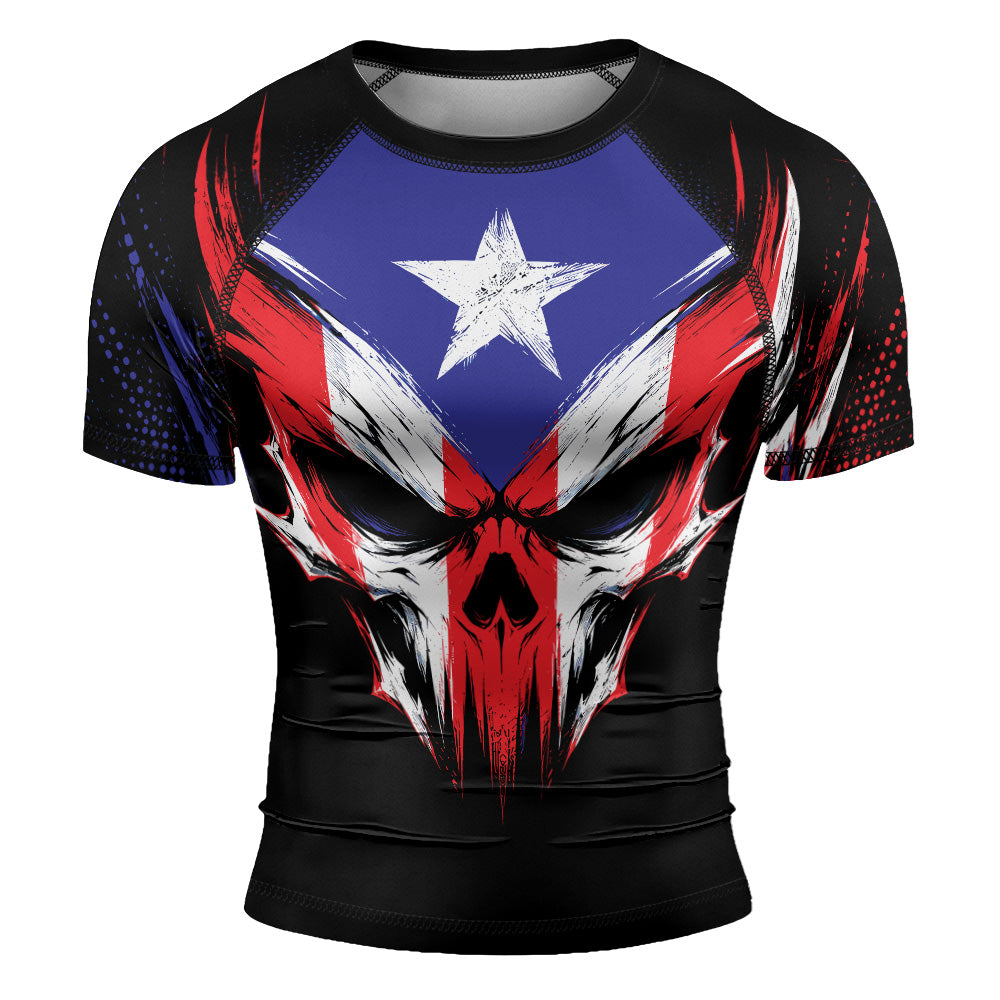 Rashninja Patriot Puerto Rico Flag Men's Short Sleeve Rash Guard